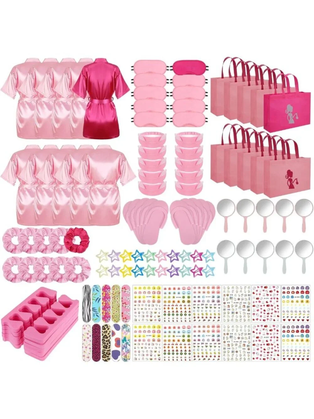 122 Pcs Hot Pink Spa Party Kit for Girls - Slumber Party Favors & Activities
